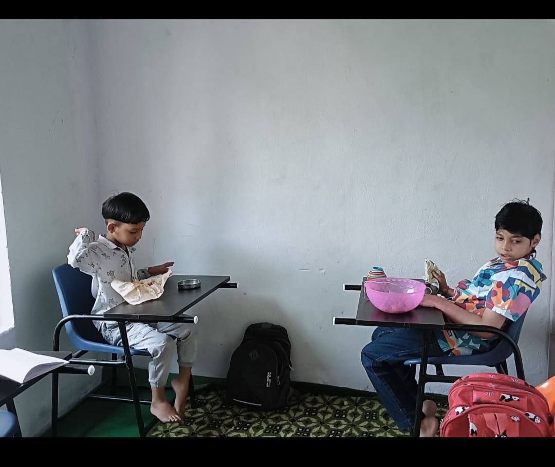 Therapist guiding child